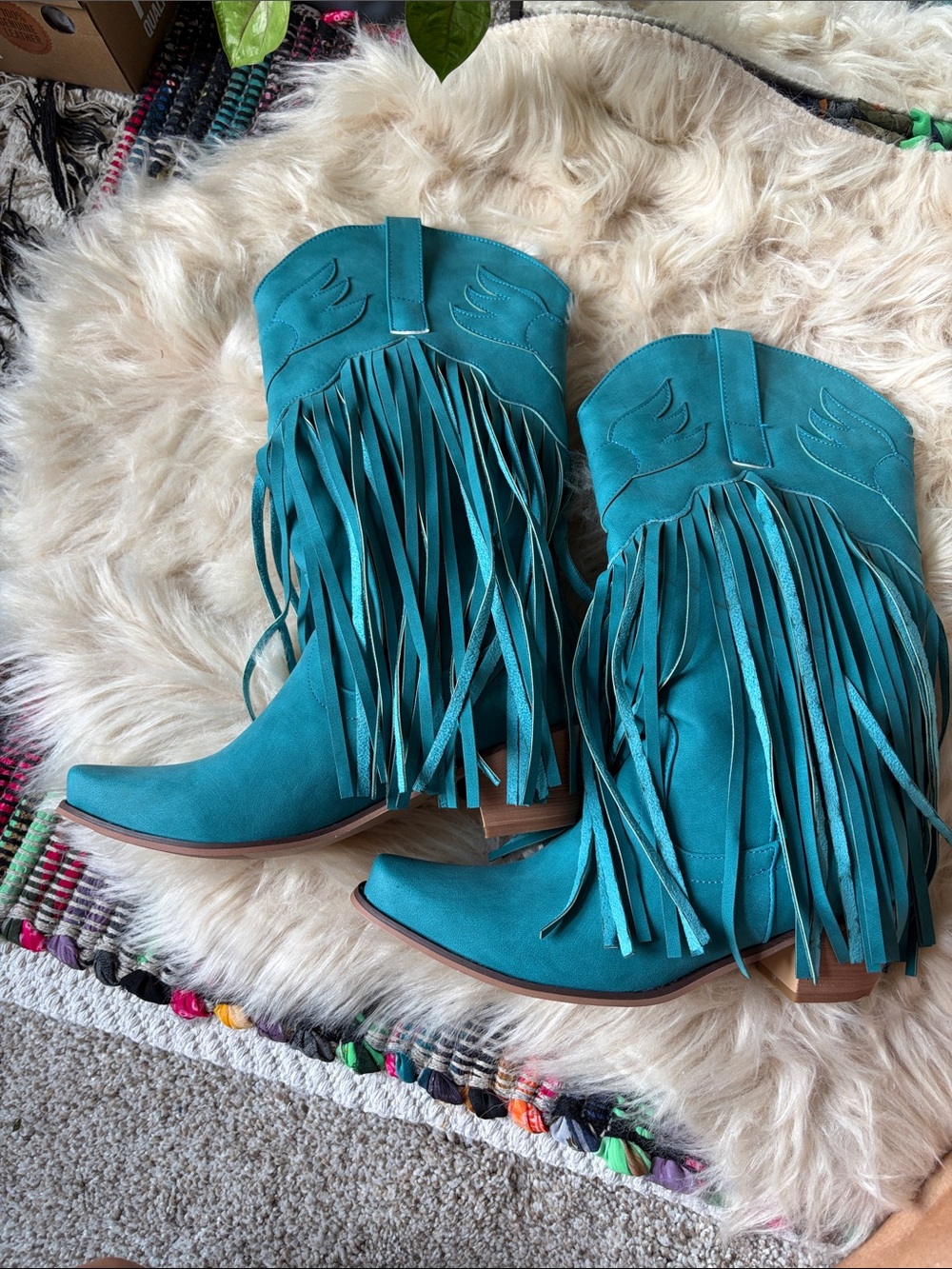 Turquoise Fringe Western Women's Boots